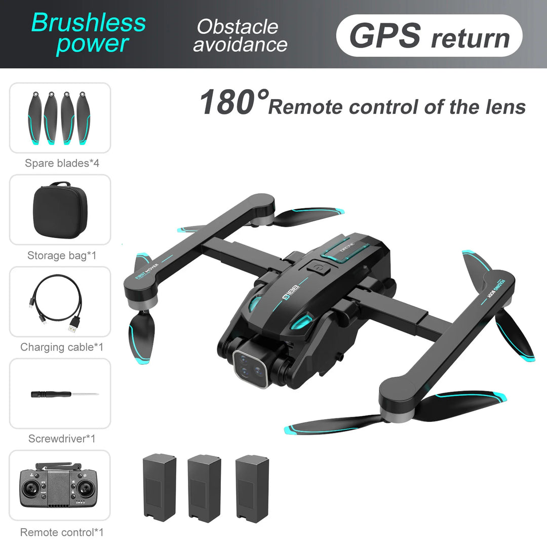 S188 GPS Rc Drone 4K HD Dual Camera Electric Control 180° Professional 5G Aerial Photography Obstacle Avoidance Brushless - Thedroneflight
