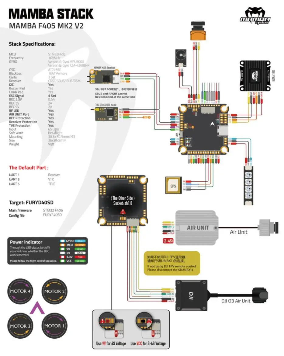Diatone MAMBA F405MK2 F405 MK2 Betaflight Flight Controller w/ F40 40A F50A 50A 3-6S DSHOT600 ESC for RC FPV Drone - Thedroneflight