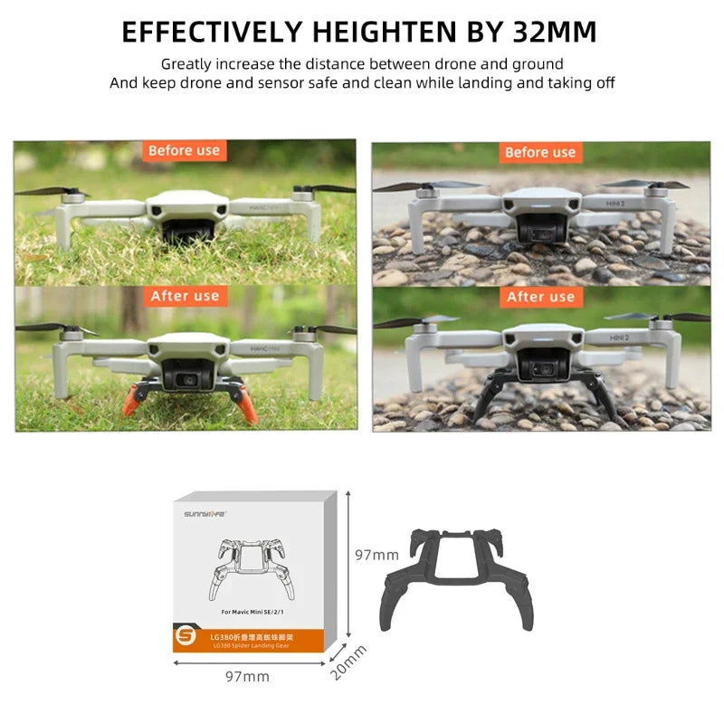 DJI Mini 2 SE Landing Gear - Height Extender Leg Protector for Mavic Mini