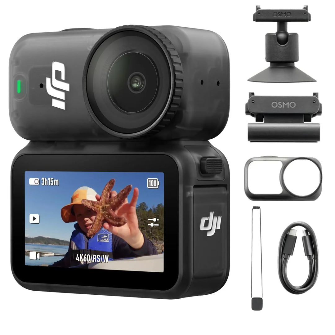 DJI Osmo Nano Digital Action Camera Standard Combo w/ 128GB 4K HDR Stabilized Video 10m Waterproof Dual Touch Screen Camera for Vlogging & Sports Camera
