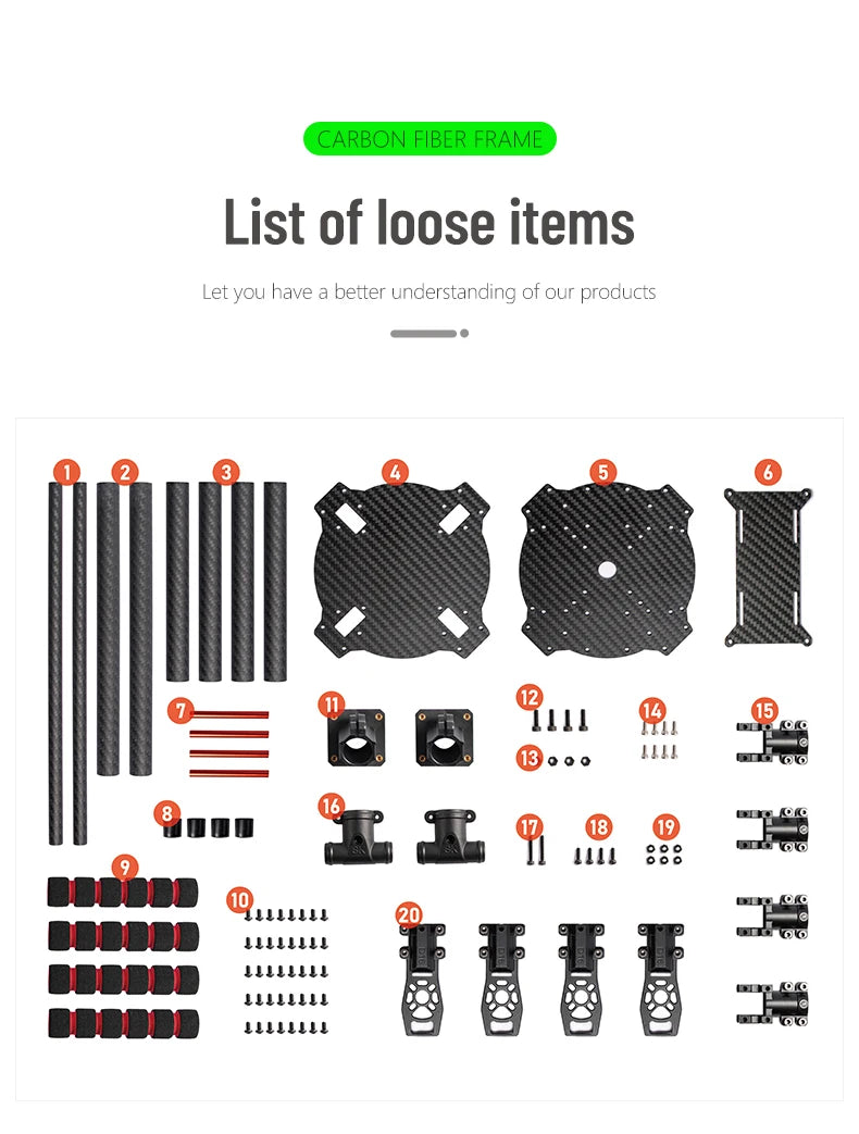 X400 X450 X500 X550 Carbon Fiber Quadcopter Frame Kit, 4-Axis FPV Training Drone for 8-13 Inch Propeller