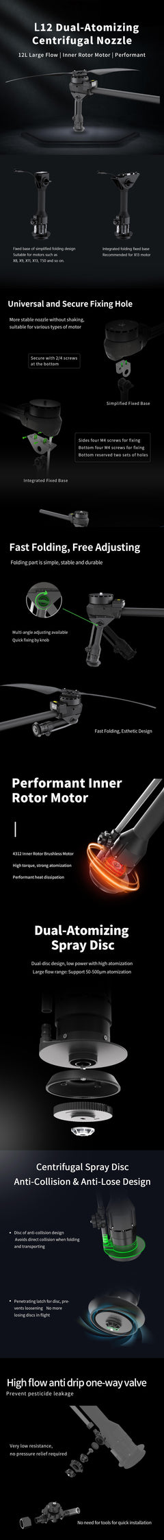 NEW Dual-Atomizing Centrifugal Nozzle 12L Large Flow Inner Rotor Motor Performant for Agricultural Spray Drone - Thedroneflight