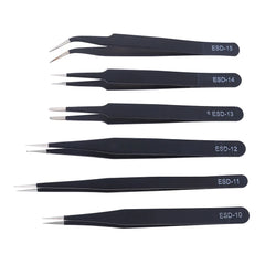 6Pcs Anti-Static ESD Tweezers Set Precision Curved Straight Repair Tools