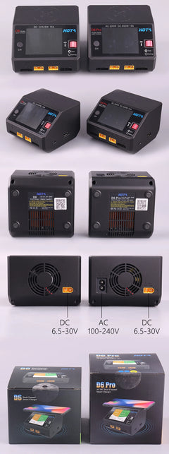 HOTA D6 Pro Dual-Channel Smart Charger — AC 200W / DC 650W, 15A×2, 1–6S LiPo/LiHV/LiFe, App Control, Wireless Charging