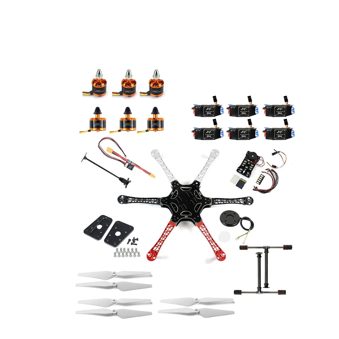 DIY F550 Hexacopter Drone Kit — 6-Axis, 550mm, 2212 920KV Motors, 9443 Props, 3–4S, 500g Payload, VTX, Optional Radio