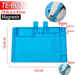 Heat Resistant Soldering Mat - 932°F Silicone Work Mat with Anti-Static & Magnetic Features