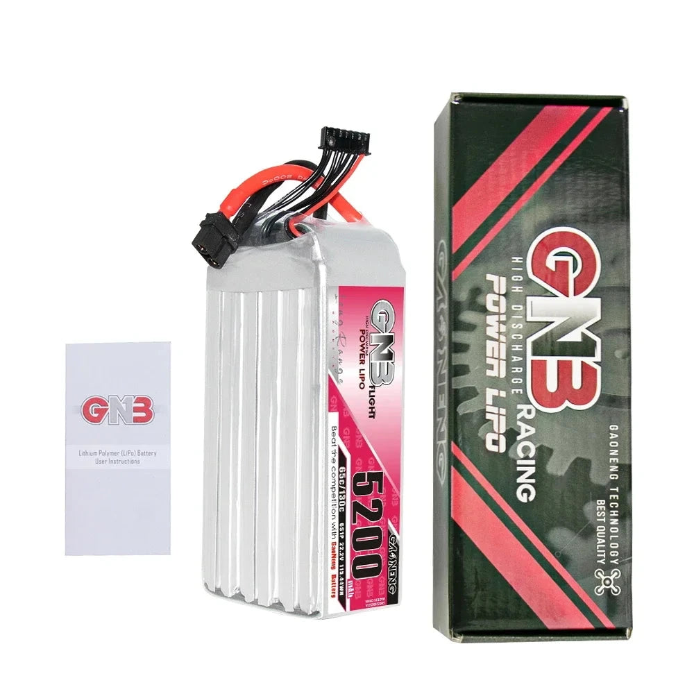 GAONENG GNB 5200mAh 6S1P 22.8V 65C Lipo Battery For X8 FPV 10inch Xclass FPV Drone 1/7 1/8 Scale Vehicles RC Car Boat UAV - Thedroneflight