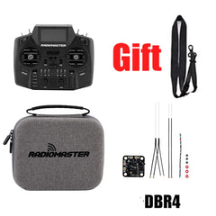 RadioMaster GX12 with case, neck strap and DBR4 receiver