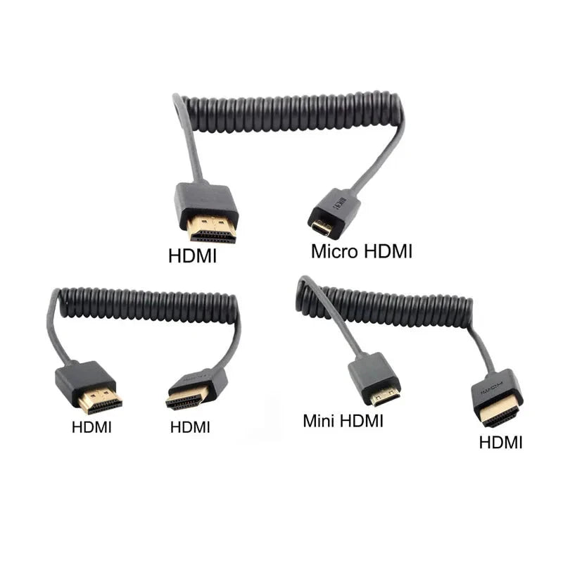 4K HDMI 2.0 Coiled Extension Cable — Male-to-Male, 60Hz, HDR, ARC | HDMI / Mini / Micro - TheDroneFlight