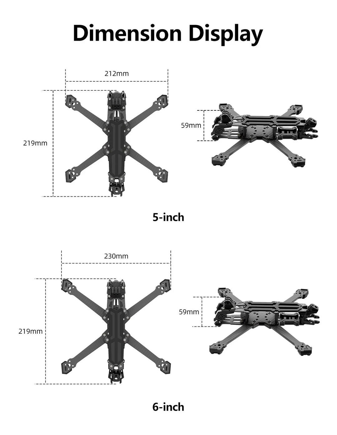 GEPRC Vapor X5/X6 FPV Freestyle Frame - 5mm Carbon