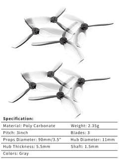 2/4/8/16 Pairs HQ HQProp DT90 Duct-T90MMX3 Propeller 90mm 3-Blade 1.5mm PC Prop For RC FPV Drone Cinelog35 CL35 ProTek35 3.5inch