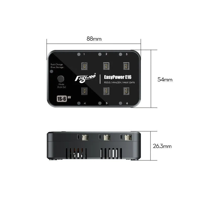 Flywoo EasyPower E16E24 Fast Charger for 1S 2S LiHV Batteries RC FPV forDrones Parts for FPV Freestyle Racing Beginners ProsToys