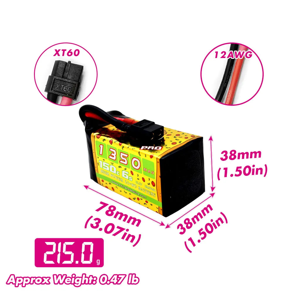 CNHL 6S 22.2V LiPo Battery 2-Pack | 1200–1500mAh XT60