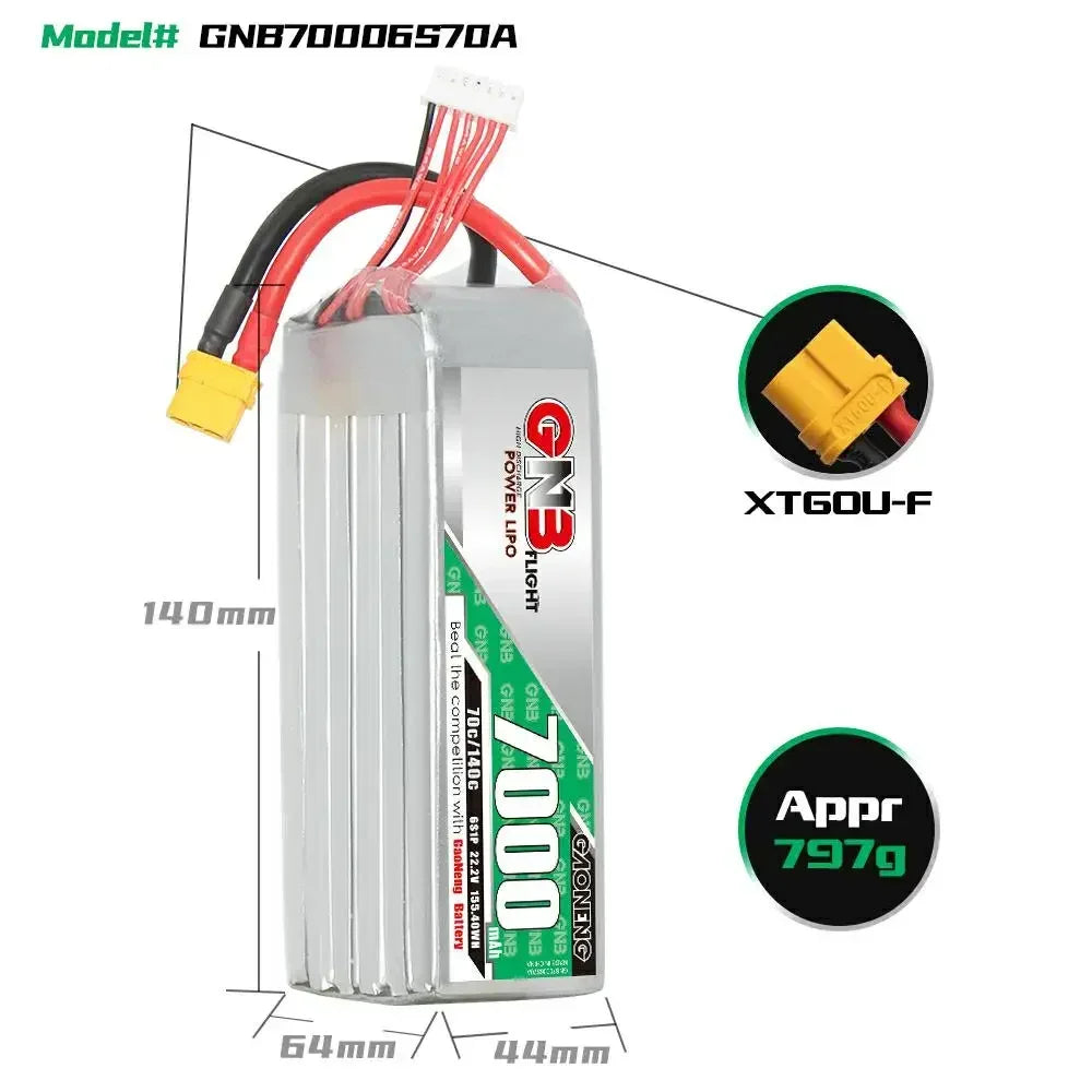 GNB LiPo battery XT60 plug connector detail