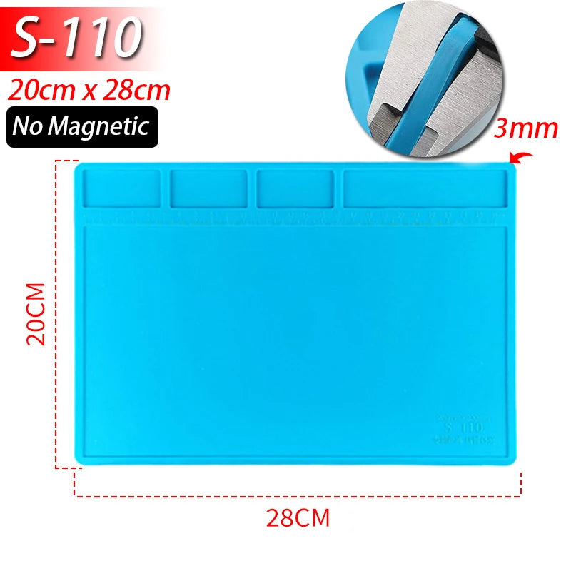 Heat Resistant Soldering Mat - 932°F Silicone Work Mat with Anti-Static & Magnetic Features