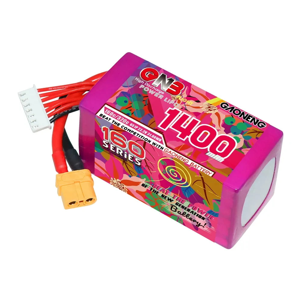 Gaoneng GNB 160C LiPo Battery XT60 — 4S & 6S, 1050-1730mAh for 3-6" FPV Drones