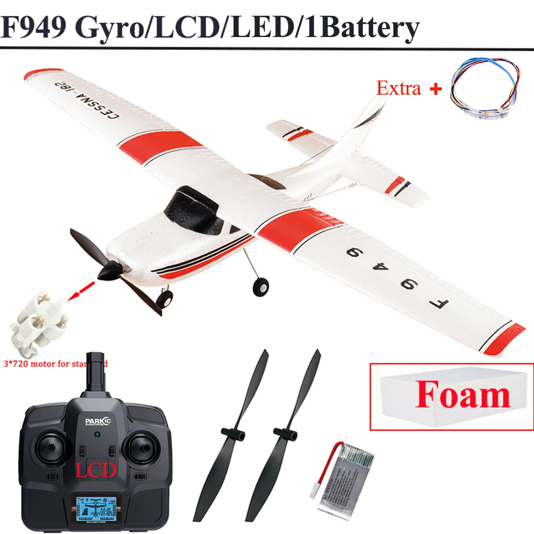 【C0】WLtoys 2.4G F949 LCD Version RC Airplane Cessna 182 3D6G 3Ch Fixed Wing Plane Outdoor Drone RTF With Gyroscope And Night - Thedroneflight