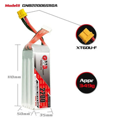 Gaoneng GNB 2200mAh 110C/220C LiPo Battery XT60 — 2S / 3S / 4S / 6S FPV Drone