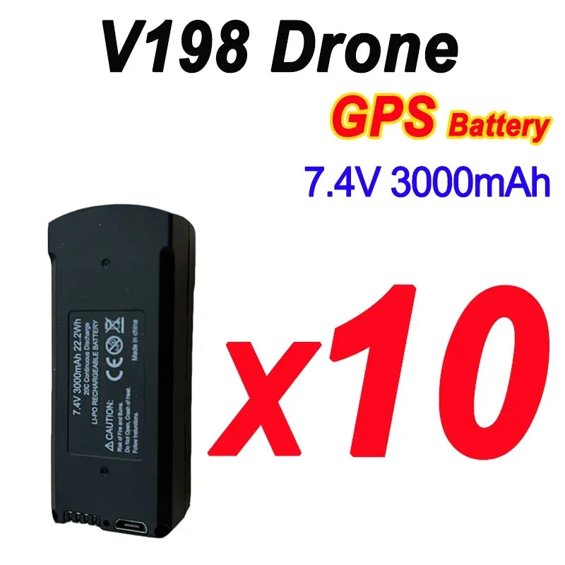 Original 7.4V 3000mAh V198 MAX PRO 8K Drone Battery For V198 GPS RC Quadcopter Spare Battery Accessories Parts - Thedroneflight