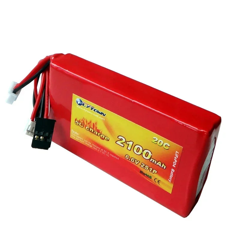 Flytown 2100mAh 2S LiFePO4 Transmitter Battery 6.6V 20C — Futaba & JR TX Pack