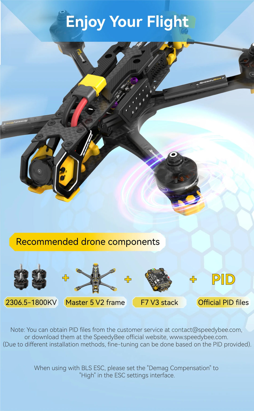 SpeedyBee 2306.5/2006 Motor 1800/1950KV 6S Bee35 3.5 inch/Master 5 V2 FPV Racing Long Range Freestyle Drone Quadcopter