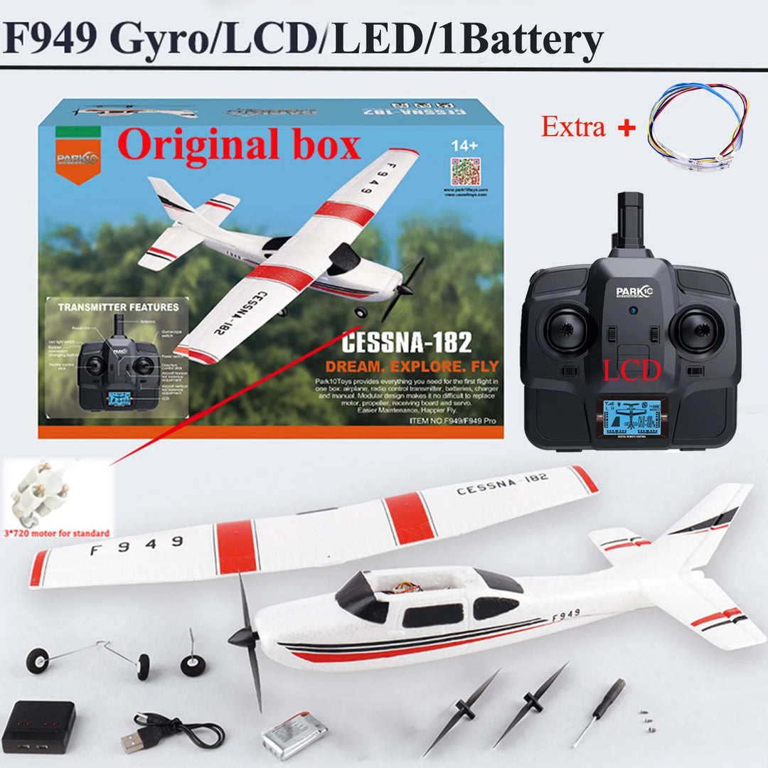 【C0】WLtoys 2.4G F949 LCD Version RC Airplane Cessna 182 3D6G 3Ch Fixed Wing Plane Outdoor Drone RTF With Gyroscope And Night - Thedroneflight
