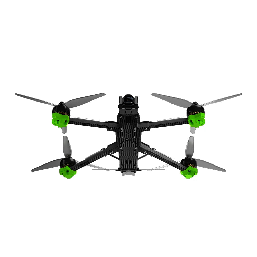 iFlight Nazgul Evoque F7, top view with four propellers and green motor guards