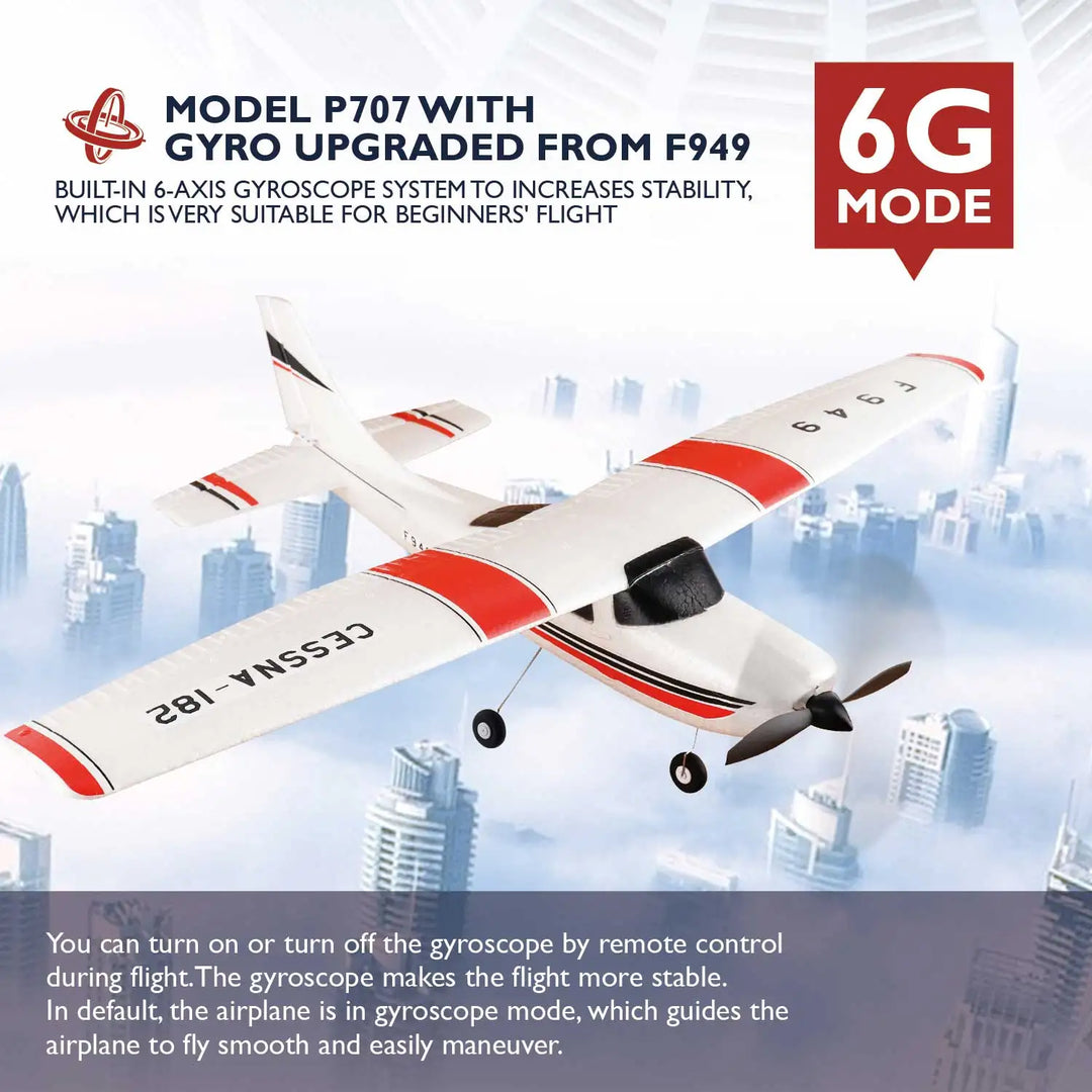【C0】WLtoys 2.4G F949 LCD Version RC Airplane Cessna 182 3D6G 3Ch Fixed Wing Plane Outdoor Drone RTF With Gyroscope And Night - Thedroneflight
