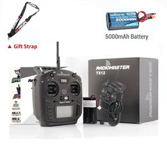 RadioMaster TX12 MKII package with neck strap and 5000mAh battery