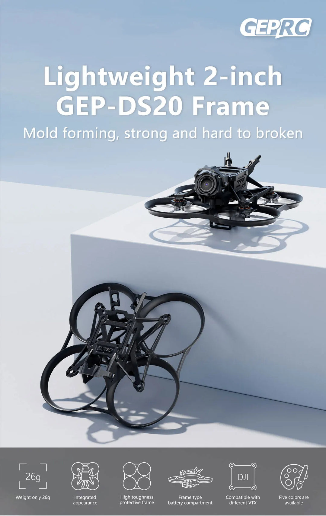 GEP-DS20 Frame 2Inch Parts Propeller Accessory Base Quadcopter FPV Freestyle RC Racing Drone DarkStar20 - Thedroneflight