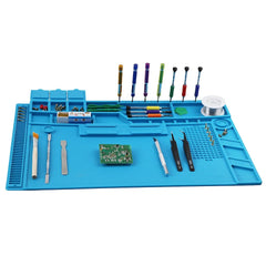 Heat Resistant Soldering Mat - 932°F Silicone Work Mat with Anti-Static & Magnetic Features