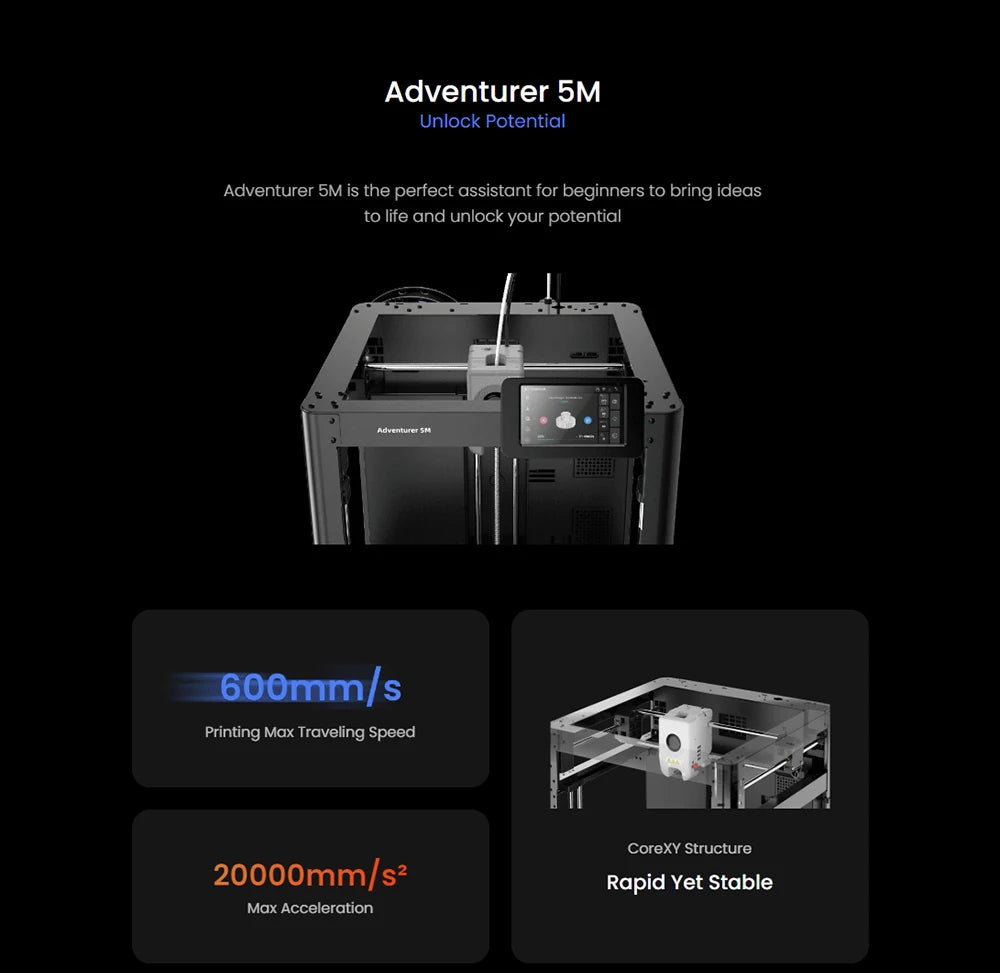 Flashforge Adventurer 5M 3D Printer | High Speed Auto-Leveling Direct Extruder