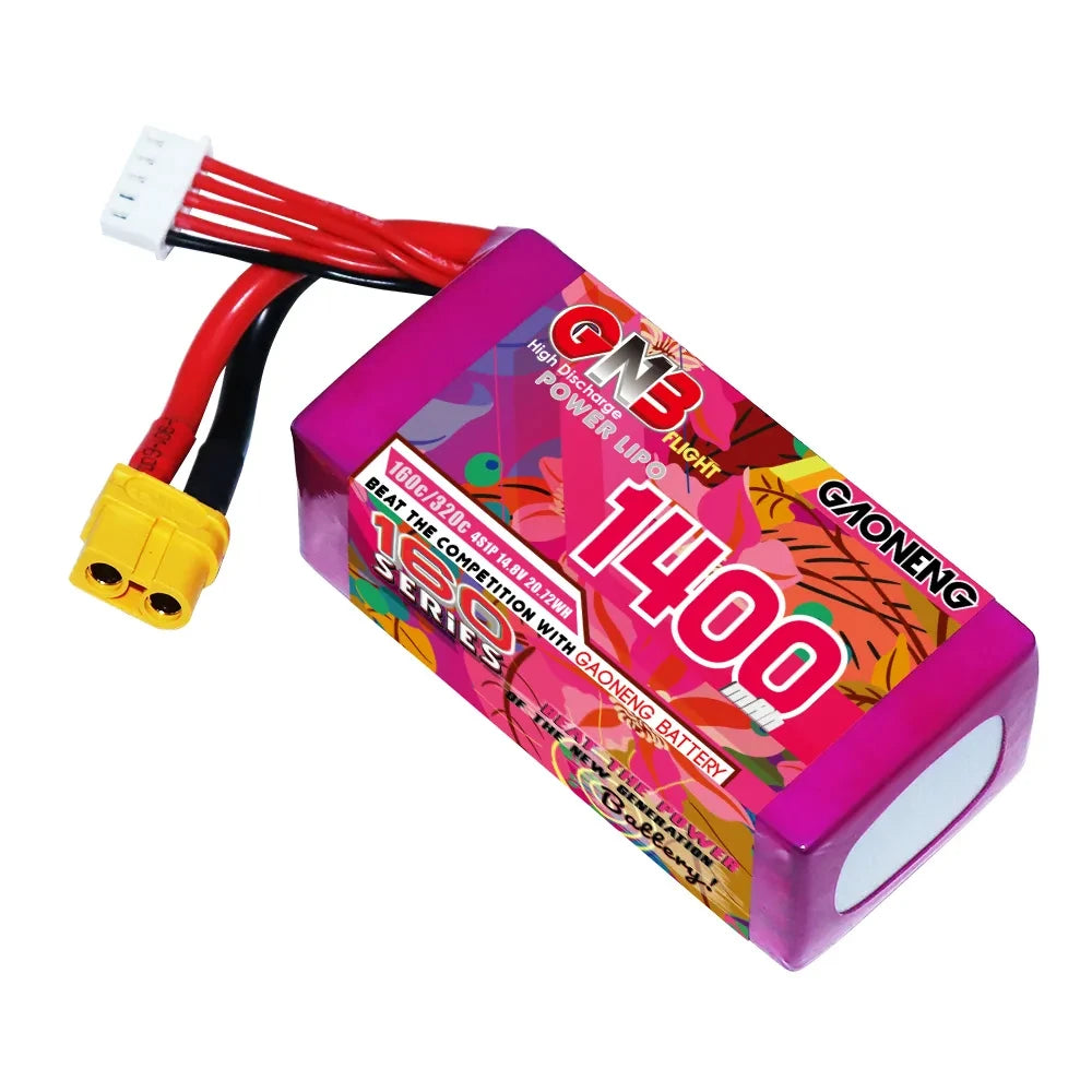 Gaoneng GNB 160C LiPo Battery XT60 — 4S & 6S, 1050-1730mAh for 3-6" FPV Drones