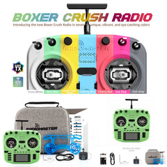 RadioMaster Boxer Crush color lineup and green transmitter accessory kit
