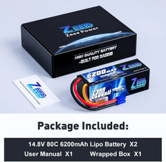 Zeee 4S 6200mAh LiPo Battery 14.8V 80C Hardcase EC5 Plug - RC Car Buggy Truggy Racing