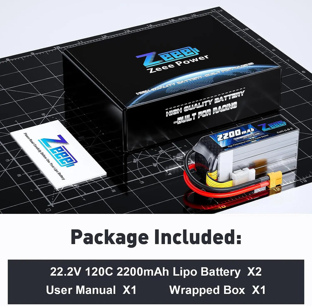 Zeee 6S 2200mAh LiPo Battery 22.2V 120C Softcase XT60 - RC Car Airplane FPV Drone Racing