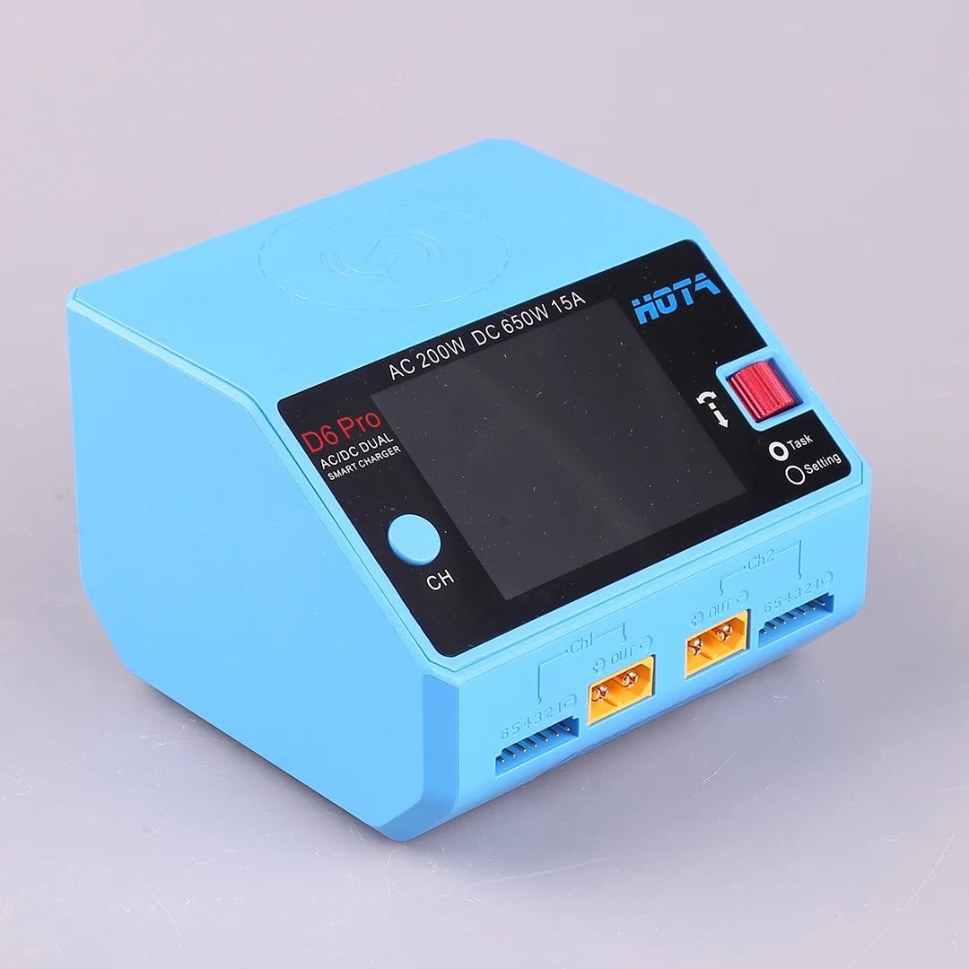 HOTA D6 Pro Dual-Channel Smart Charger — AC 200W / DC 650W, 15A×2, 1–6S LiPo/LiHV/LiFe, App Control, Wireless Charging
