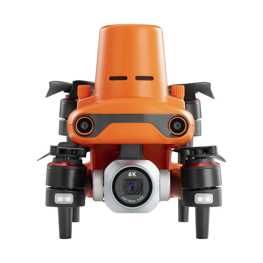 Folded orange Autel EVO II Pro RTK V3, front view showing RTK module and 6K camera