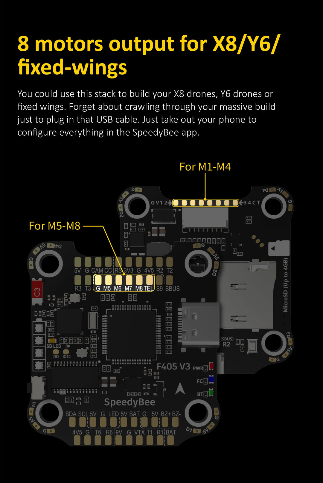 Speedybee F405 V3 50A Stack Fc Ecs Bmi270 30X30 Flight Controller Bls 4-In-1 Esc 3-6S Lipo For Rc Fpv Drone Runcam - Thedroneflight