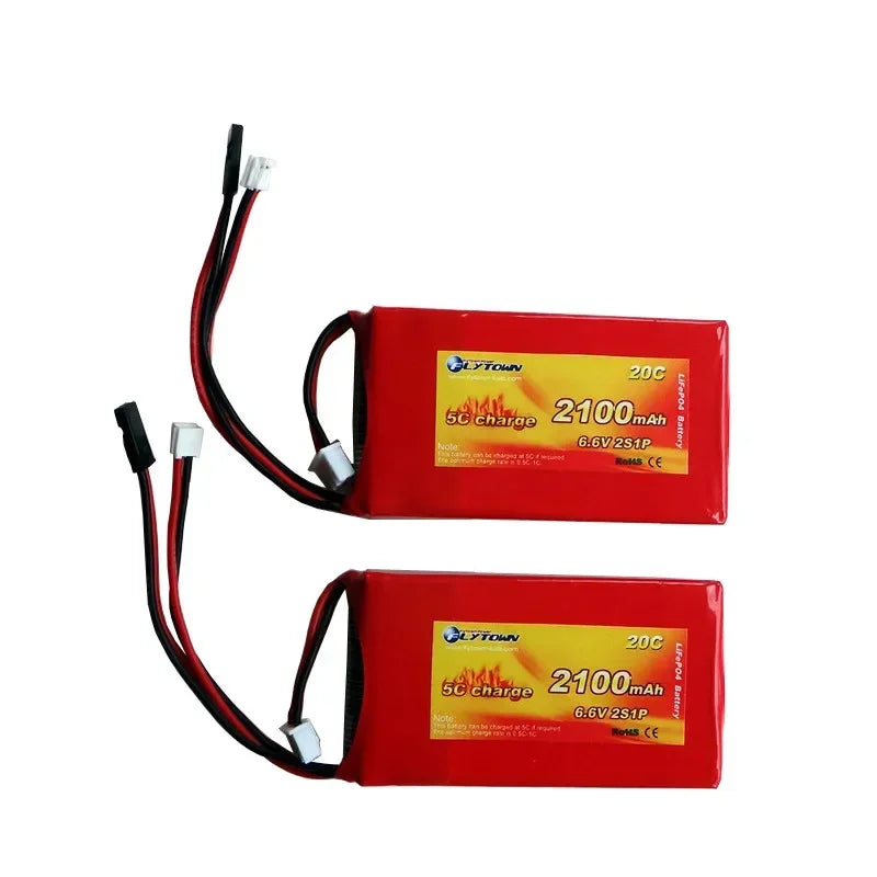 Flytown 2100mAh 2S LiFePO4 Transmitter Battery 6.6V 20C — Futaba & JR TX Pack