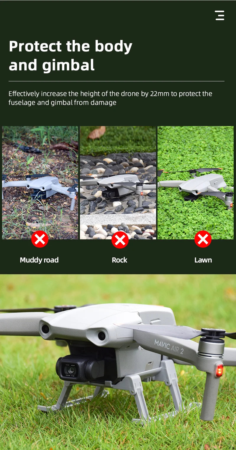 Landing Gear for DJI Mavic Air 2/AIR 2S Drone Foldable Extended Leg Support Feet Protector for DJI Air 2/AIR 2S Accessory - Thedroneflight