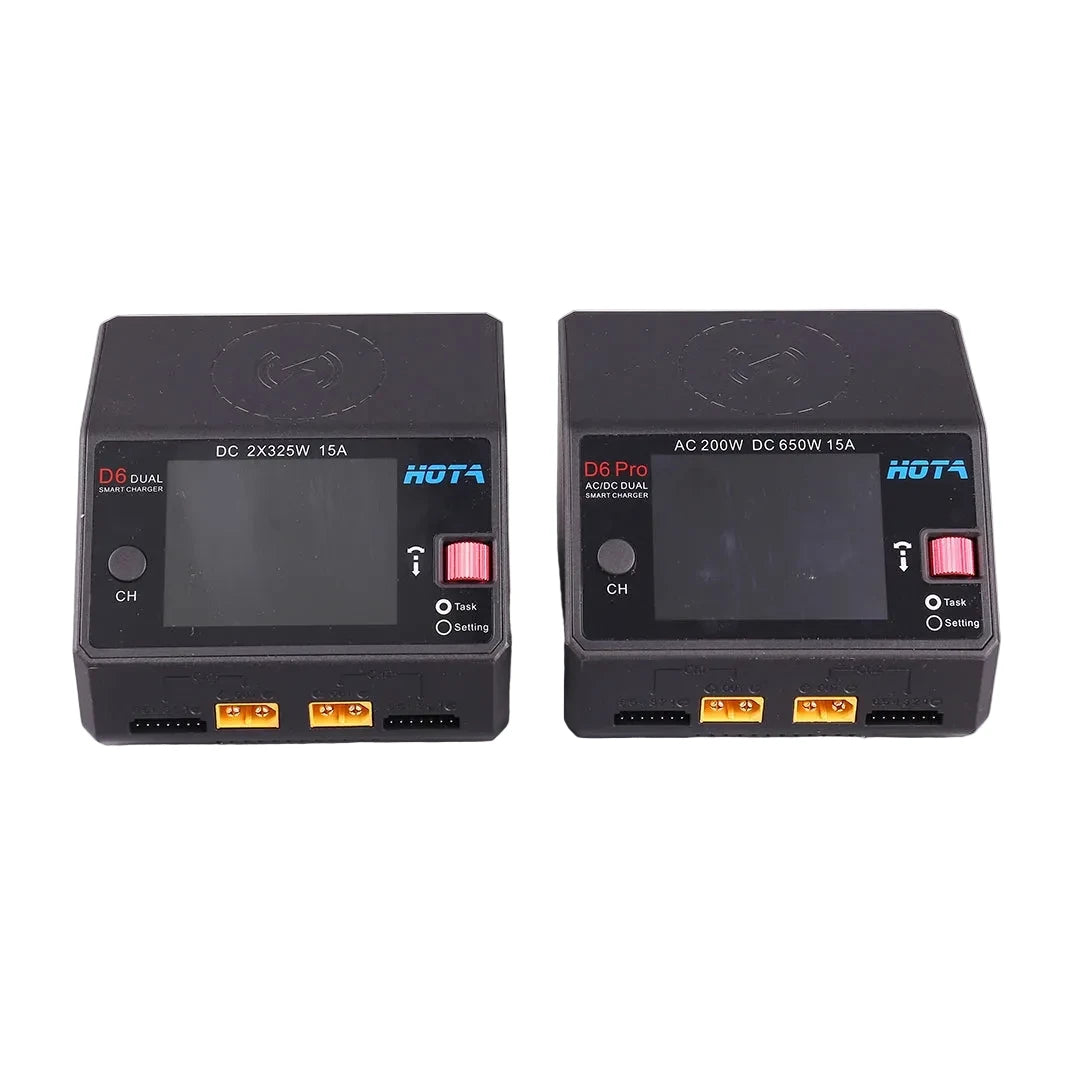 HOTA D6 Pro Dual-Channel Smart Charger — AC 200W / DC 650W, 15A×2, 1–6S LiPo/LiHV/LiFe, App Control, Wireless Charging