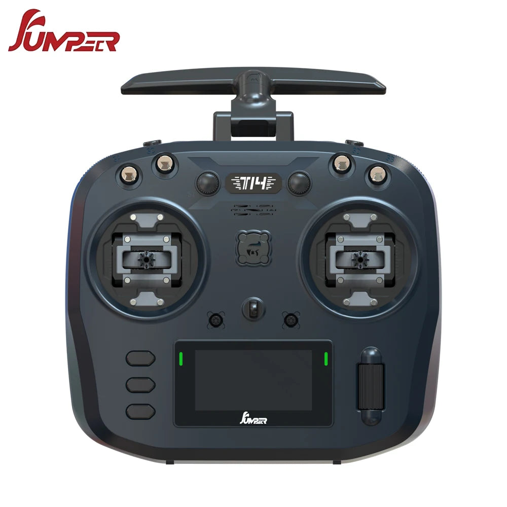 Jumper T14 ELRS RC Radio Transmitter 1W — 2.4GHz or 915MHz, CNC Hall Gimbals, OLED, Foldable Antenna