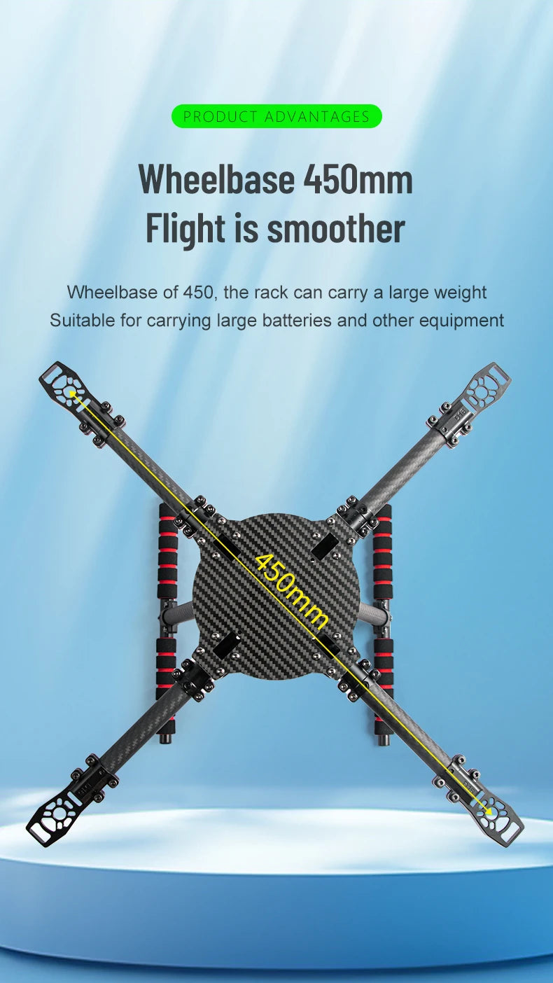 X400 X450 X500 X550 Carbon Fiber Quadcopter Frame Kit, 4-Axis FPV Training Drone for 8-13 Inch Propeller