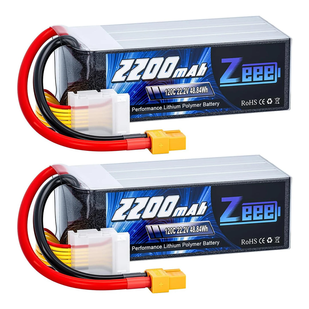 Zeee 6S 2200mAh LiPo Battery 22.2V 120C Softcase XT60 - RC Car Airplane FPV Drone Racing