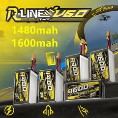 NEW TATTU-R-LINE 6.0 1480/1600/1700mAh 160C 22.2V Lipo Battery For RC Helicopter Quadcopter FPV Racing Drone Parts