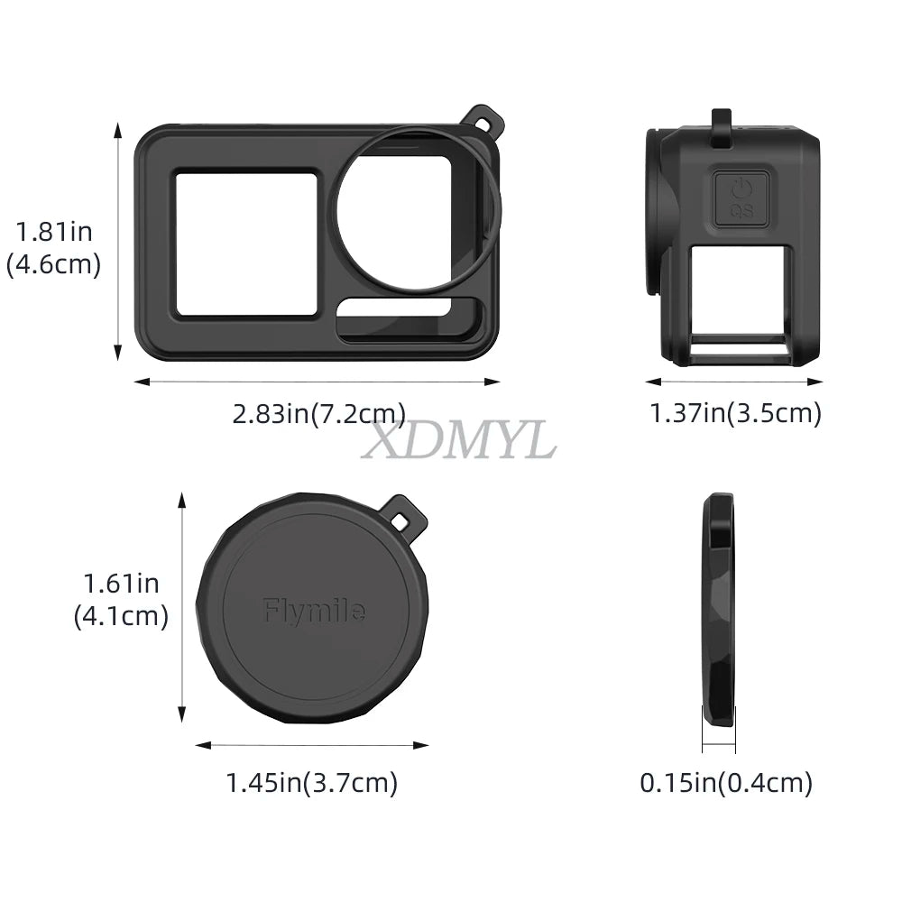 DJI Action 5 Pro/4/3 Silicone Case - Lens Cap Lanyard Protector