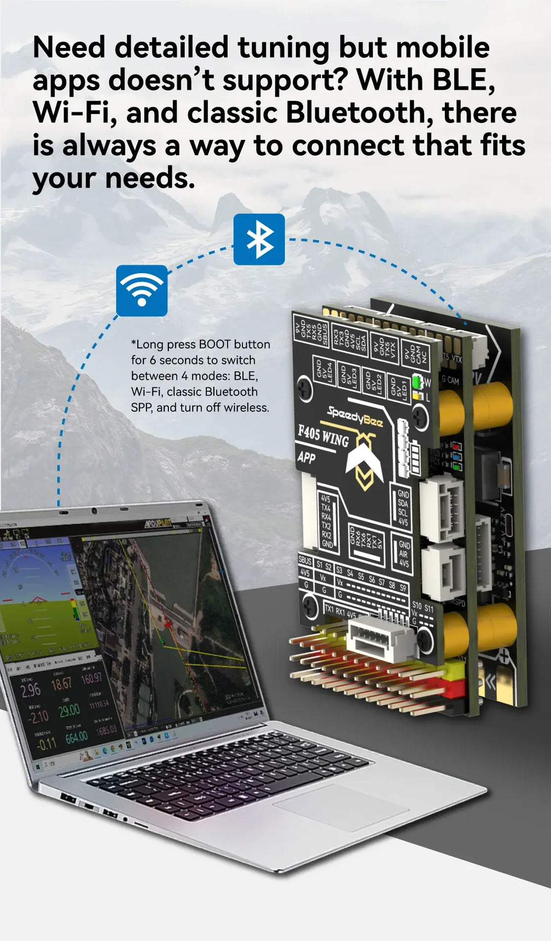 SpeedyBee F405 WING APP FC, Fixed Wing RC Plane Board, Reliable Flight Control, Compact & Easy to Configure