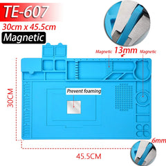 Heat Resistant Soldering Mat - 932°F Silicone Work Mat with Anti-Static & Magnetic Features