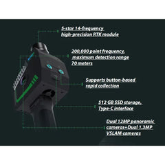 GreenValley LiGrip O2 Lite Handheld SLAM LiDAR Scanner — MLF-SLAM, RTK GNSS, Dual 12MP Panoramic, <5cm Accuracy